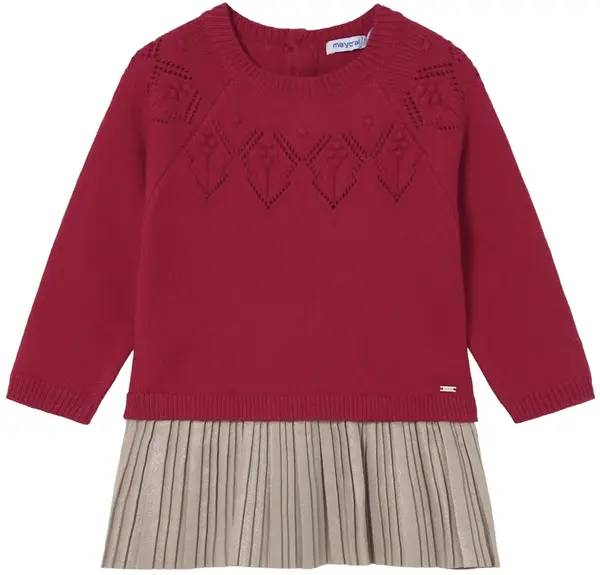 Rochie combinată Mayoral - Cu mâneci raglan și pulover, roşu, 18 luni