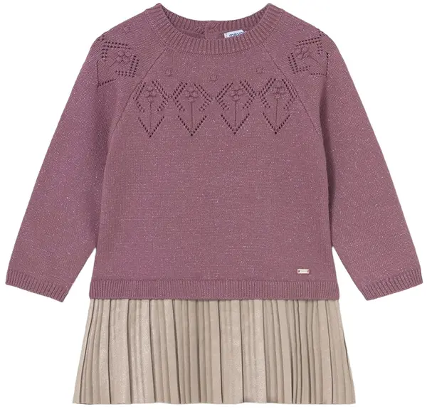 Rochie combinată Mayoral - Cu mâneci raglan și pulover, roz, 12 luni