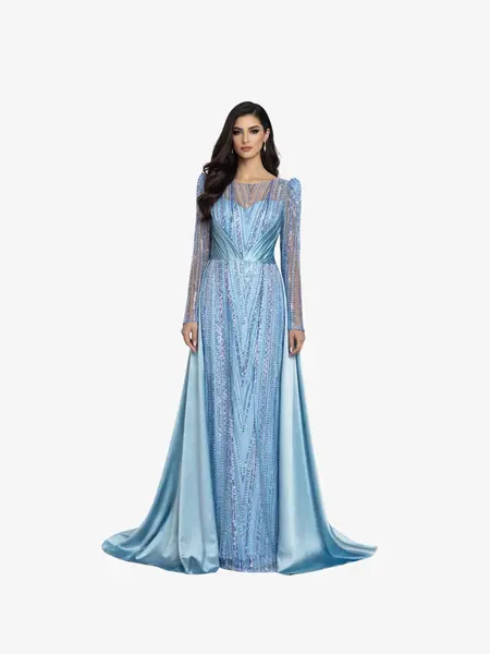 Rochie cu Trena "Andalucia", Albastra - L