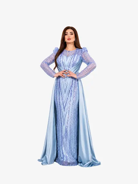Rochie cu Trena "Andalucia", Albastra - L