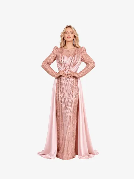 Rochie cu Trena "Andalucia", Roz - L