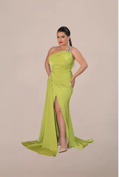 Rochie cu Trena Laterala "Graciella", Verde Fistic - L