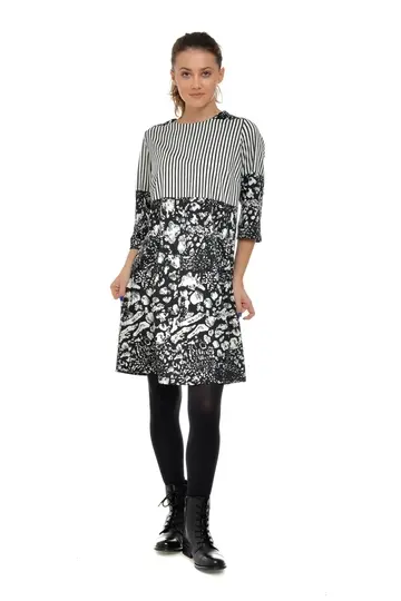 Rochie dama panou 19NI008 alb/negru, Natalee | marimea S