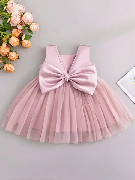 Rochie de ocazie pentru bebe ANNABEL - roz praf / 6-9 luni (68-74CM)
