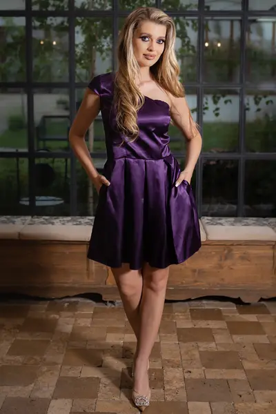 Rochie din Satin Mov Luisa
