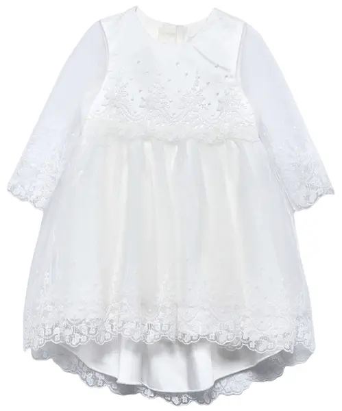 Rochie din tul cu mâneci lungi Abel & Lula - Cu dantelă florală, alb, 18 luni