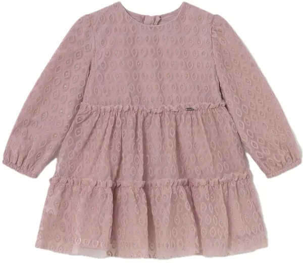 Rochie din tulle cu mânecă lungă Mayoral - Buline, roz, 18 luni