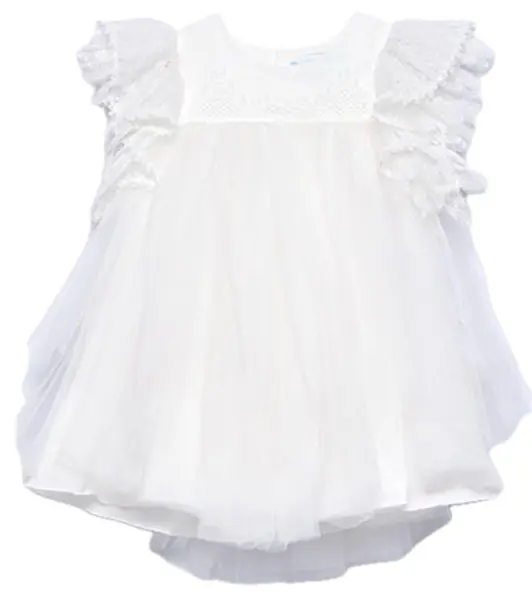 Rochie din tulle fără mâneci Mayoral – Cu dantelă, albă, 24 luni