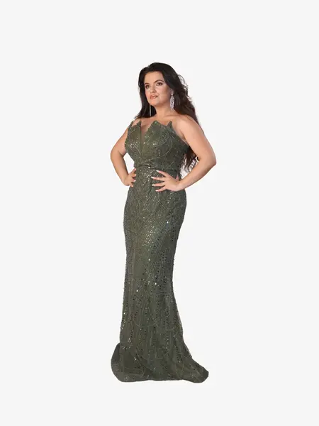Rochie Eleganta “Camila”, Verde - 5XL