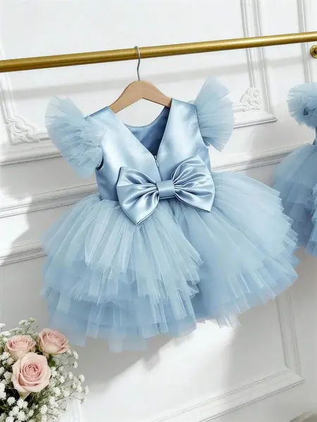 Rochie elegantă de prințesă din tul pentru fetițe ANA - bleu / 2-3ani