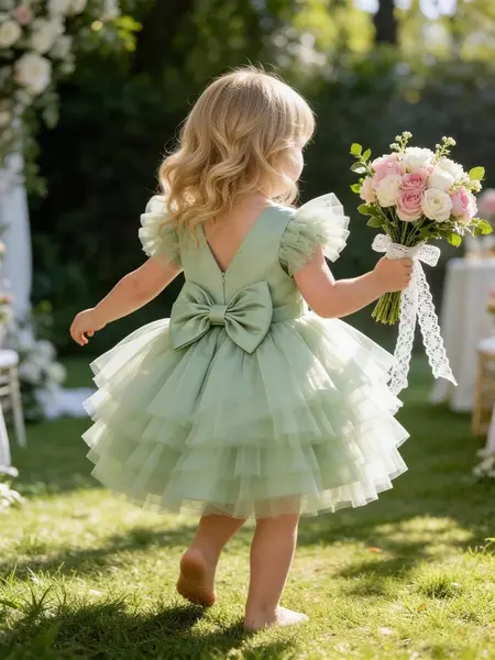 Rochie elegantă de prințesă din tul pentru fetițe ANA - verde menta / 12-18luni