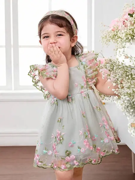 Rochie elegantă de vară pentru fetițe Andreea - verde / 18-24luni