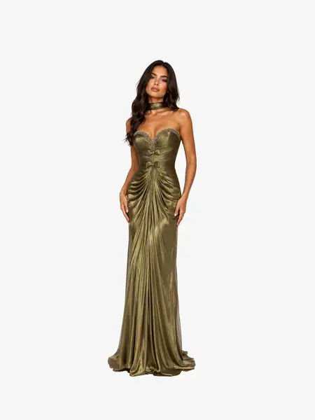 Rochie Eleganta “Estella”, Verde Sticla - S
