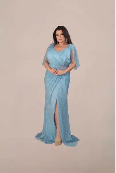 Rochie Eleganta “Marsilia”, Turcoaz - 4XL