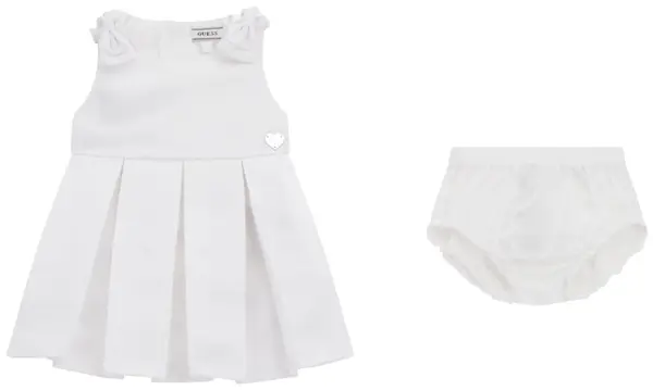 Rochie fără mâneci Guess - Plisat, alb, 12 luni