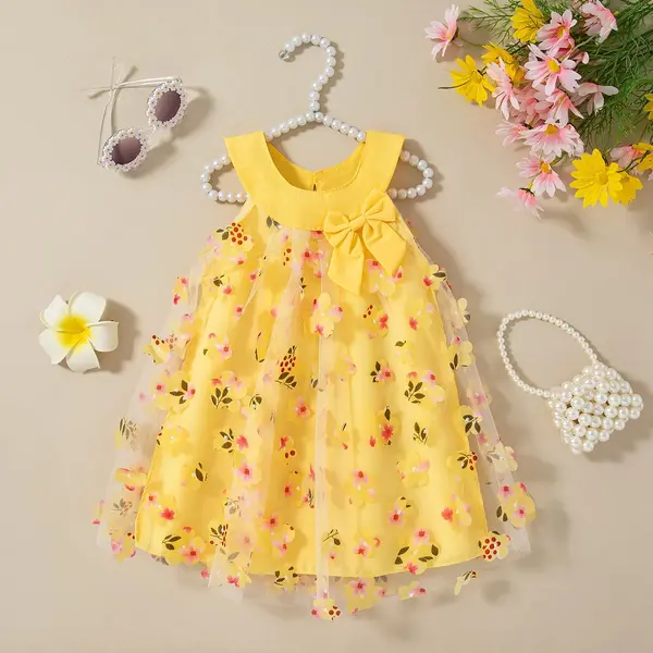 Rochie Galbena Fetite cu Floricele Valeria - 3-6 luni