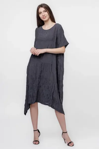 Rochie gri A-line in colturi