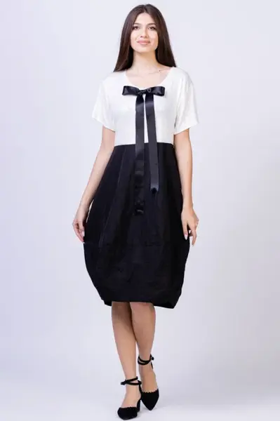Rochie lalea cu paiete fine, tafta neagra si funda