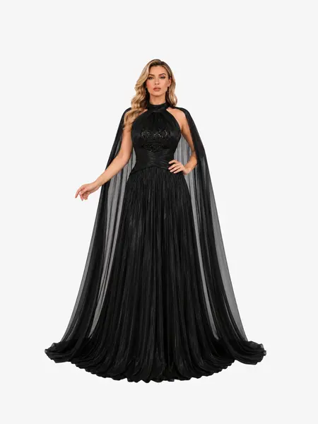 Rochie Lunga “Agatha”, Negru - M