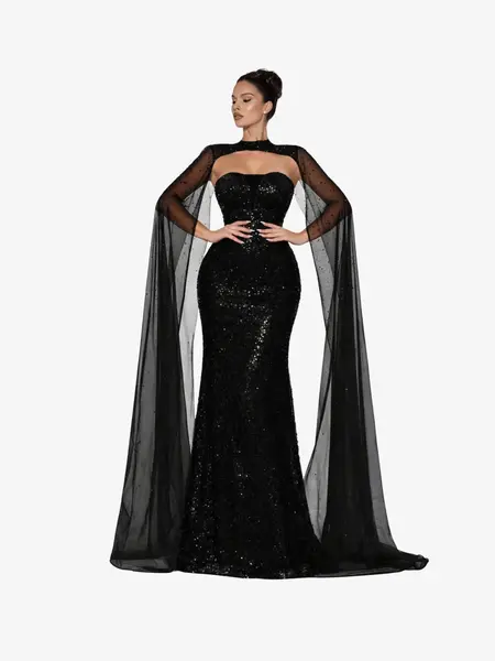 Rochie Lunga “Altesa”, Negru - (Video) - XL
