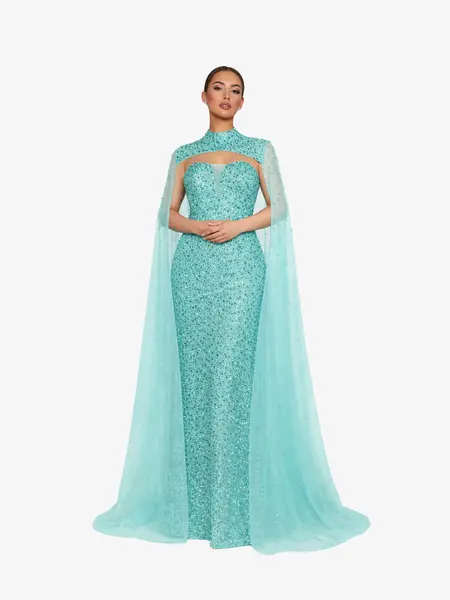 Rochie Lunga “Altesa”, Turcoaz - (Video) - 3XL