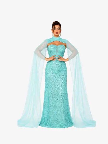 Rochie Lunga “Altesa”, Turcoaz - XXL