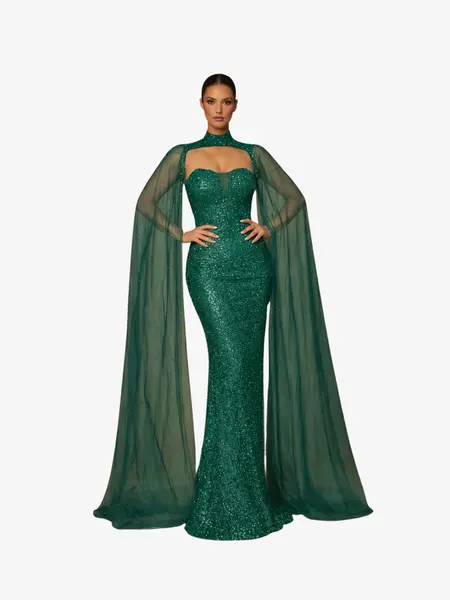 Rochie Lunga “Altesa”, Verde - (Video) - 3XL