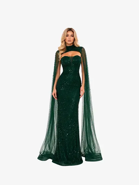 Rochie Lunga “Altesa”, Verde - XXL
