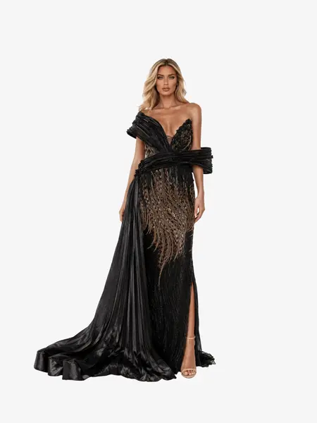 Rochie Lunga "Anemona Luxury", Neagra - XXL
