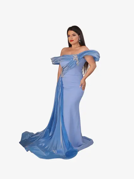 Rochie Lunga "Angelina Luxury", Albastra - L
