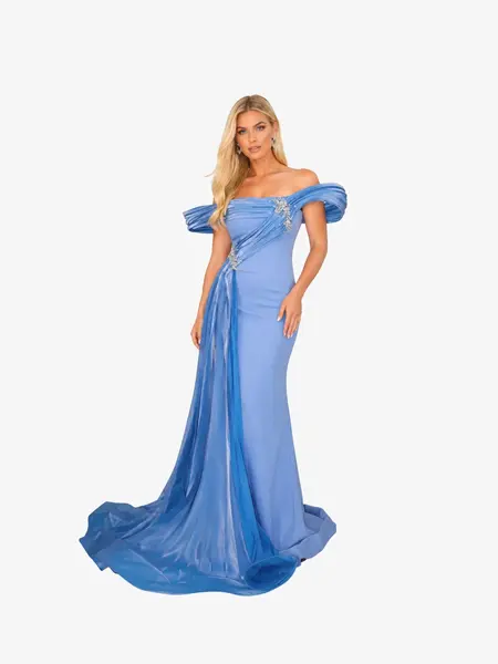 Rochie Lunga "Angelina Luxury", Albastra - XL