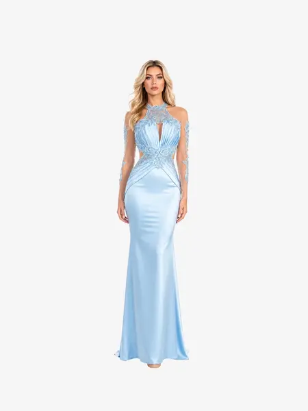 Rochie Lunga "Azira", Albastru Deschis - M