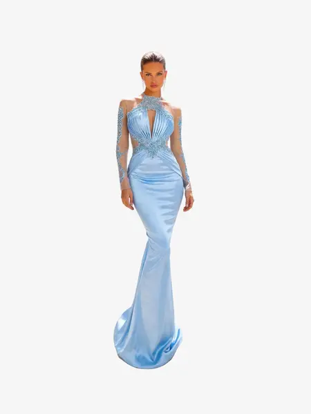 Rochie Lunga "Azira", Albastru Deschis - XXL