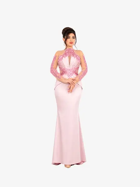 Rochie Lunga "Azira", Roz - 3XL