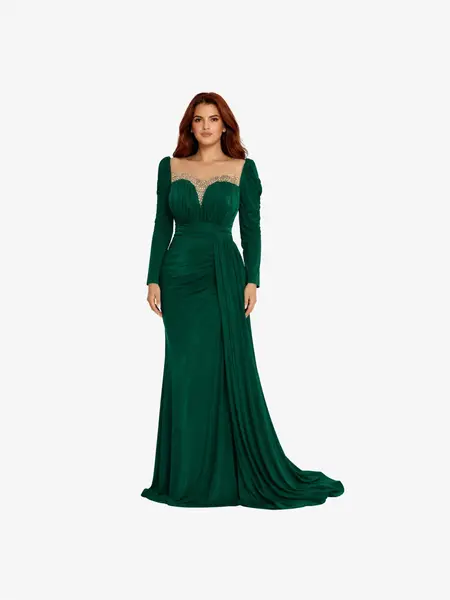 Rochie Lunga cu Trena "Ayda", Verde - S