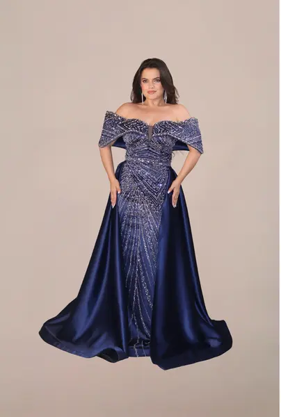 Rochie Lunga “Daiana Regal”, Albastru - 3XL