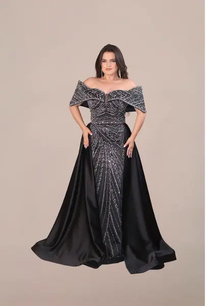 Rochie Lunga “Daiana” Regal, Negru - 3XL