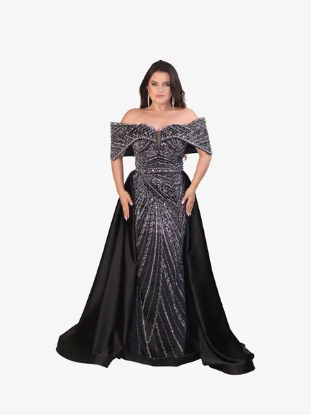 Rochie Lunga “Daiana” Regal, Negru - XL