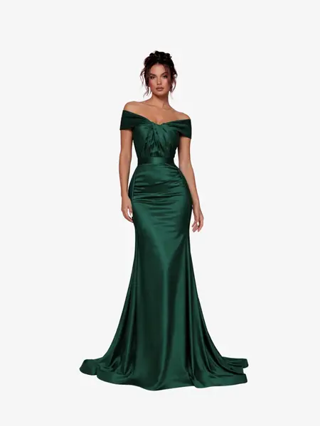 Rochie Lunga "Danely", cu Trena Verde - S