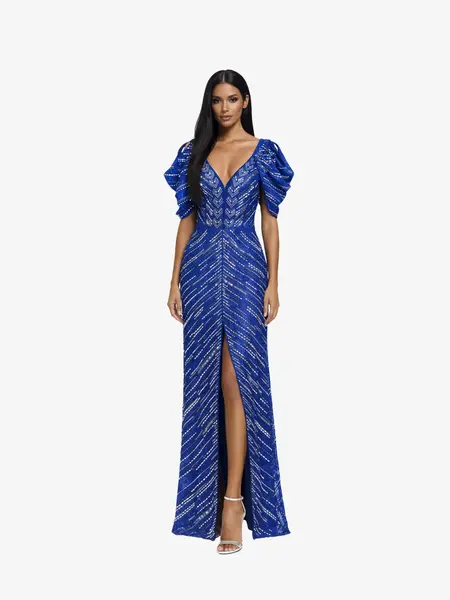 Rochie Lunga “Ducesa”, Albastru - XXL