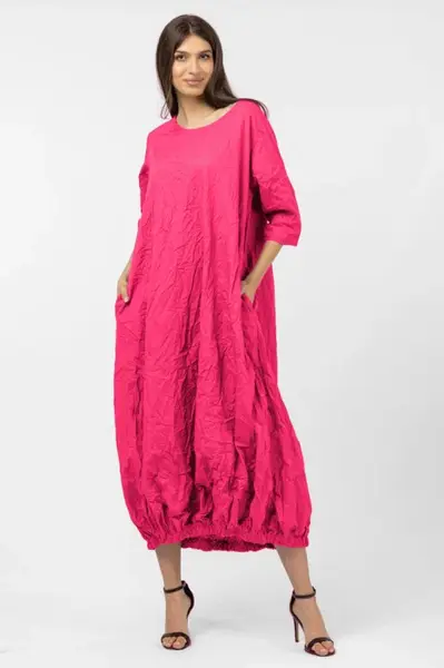 Rochie lunga gogosar din vascoza sifonata, fucsia