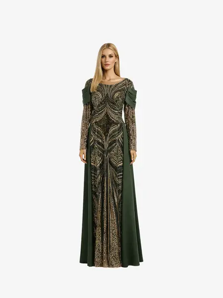 Rochie Lunga "Hecuba", Verde - 4XL