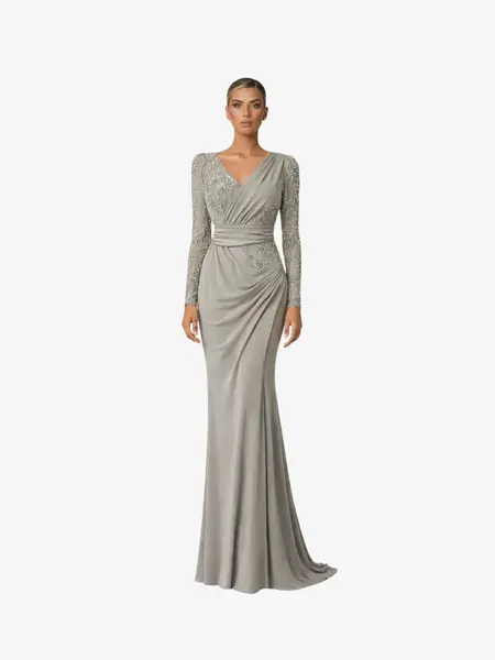 Rochie Lunga "Iazira", Gri - 3XL