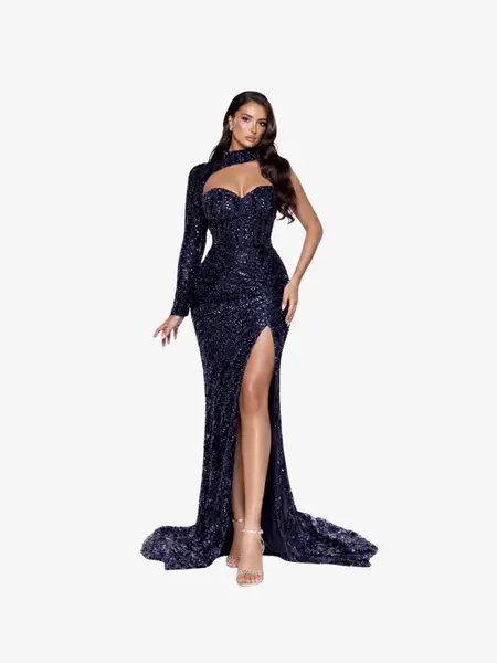 Rochie Lunga "Ingrid", Albastru Inchis - L