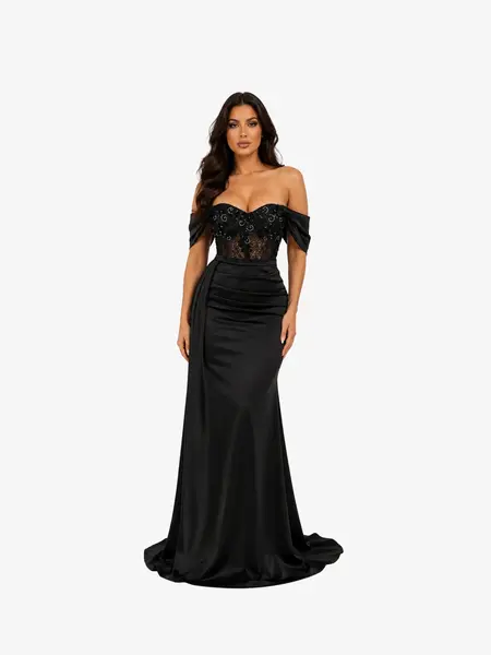 Rochie Lunga "Melody", Neagra - L