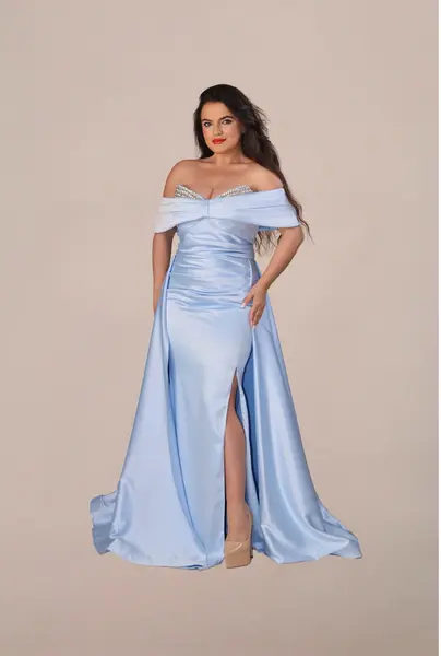 Rochie Lunga “Onyela”, cu Trena Albastru - M