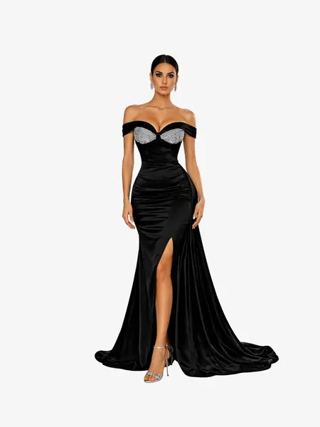 Rochie Lunga “Onyela”, Negru - S