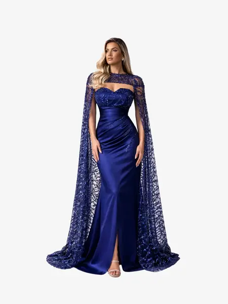 Rochie Lunga "Polina", Albastra - 3XL