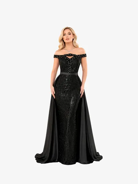 Rochie Lunga "Rebeca", Neagra - 3XL