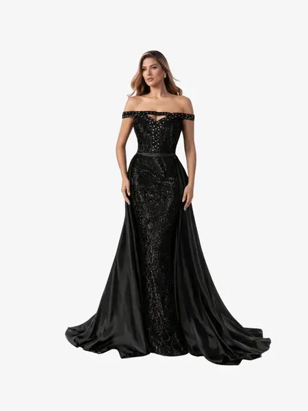 Rochie Lunga "Rebeca", Neagra - S